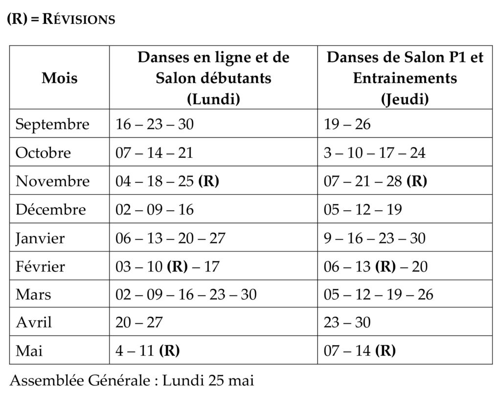 Calendrier 2019-2020